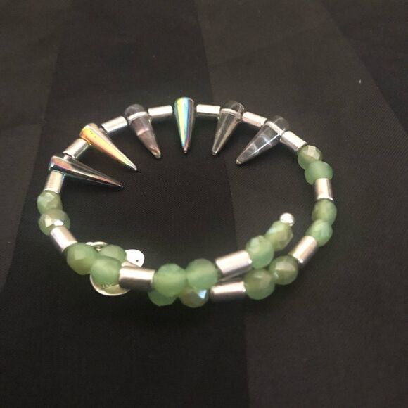Alex and Ani Green Metallic Wrap Spike Bracelet - Picture 6 of 6